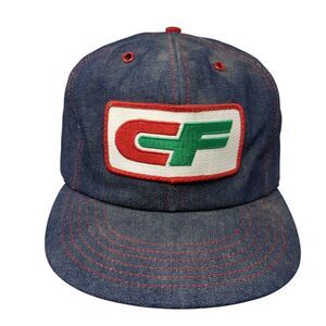 CF Snapback Hat Blue One Size Adjustable Embroidered Denim 6 Panel Tonkin